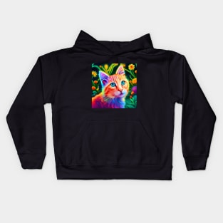 Neon Kitten in Garden Kids Hoodie